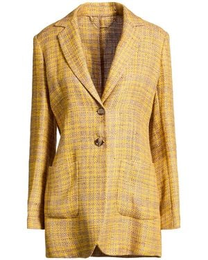 Kiton Blazer Linen, Viscose - Yellow
