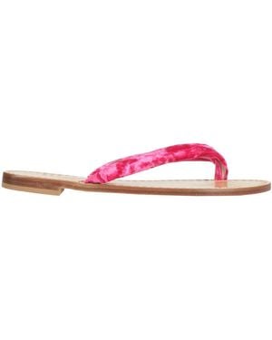 Emanuela Caruso Thong Sandal Leather, Textile Fibers - Pink