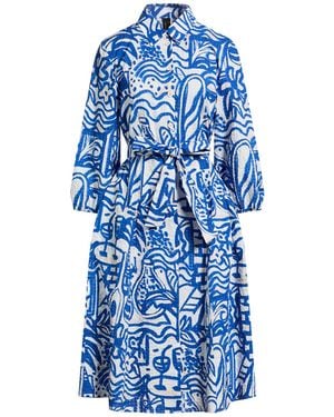 Marc Cain Midi Dress Cotton - Blue