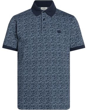 Etro Midnight Polo Shirt Cotton - Blue