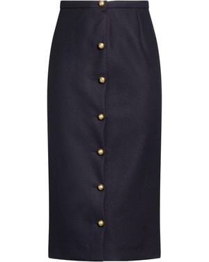 Rochas Midi Skirt Virgin Wool, Polyamide, Cashmere - Blue