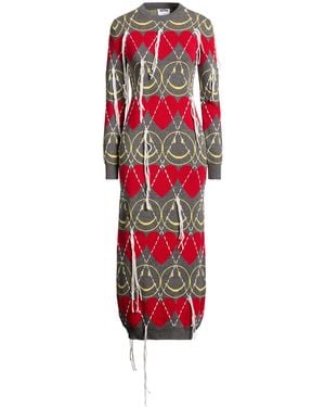 Moschino X Smiley World Maxi Dress Wool, Polyamide, Viscose, Cashmere - Red