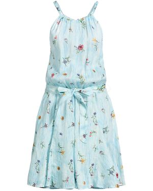 120% Lino Midi Dress Linen - Blue