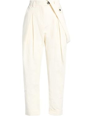 Isabel Benenato Ivory Trousers Cotton, Linen - White