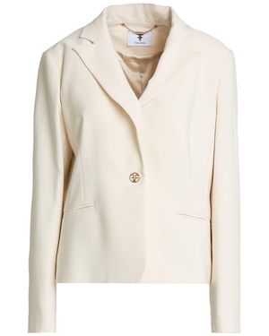 Fracomina Cream Blazer Polyester, Elastane - Natural
