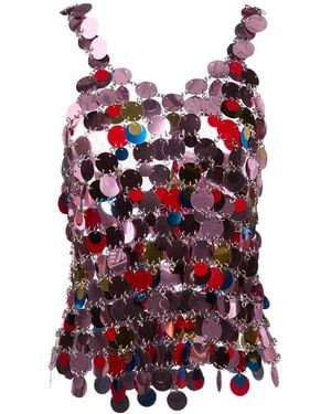 Rabanne Top Polyester, Steel - Red