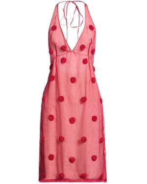 DES_PHEMMES Midi Dress Silk - Pink