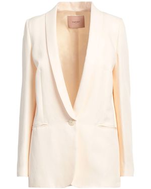 Twinset Cream Blazer Viscose, Linen - White