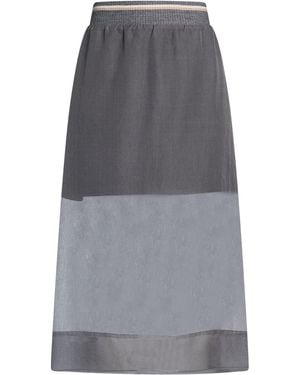 Brunello Cucinelli Midi Skirt Silk - Grey