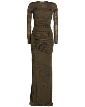 Blumarine Military Maxi Dress Polyamide, Elastane - Green