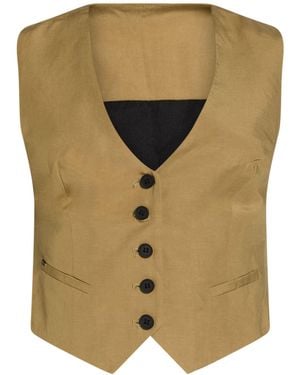 AllSaints Khaki Tailored Vest Lyocell, Linen - Green