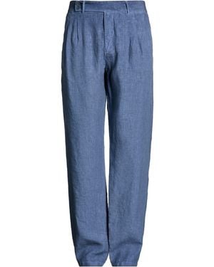 120% Lino Trousers Linen - Blue