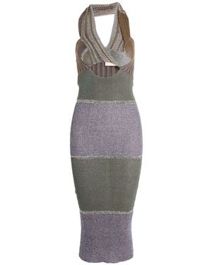 Vivienne Westwood Khaki Midi Dress Linen, Mako Cotton, Rayon, Pineapple Fiber, Hemp - Gray