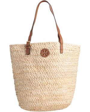 Tory Burch Ivory Handbag Natural Raffia, Leather