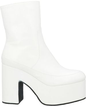 Dries Van Noten Leather Wedge Ankle Boots - White