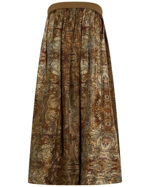 Uma Wang Khaki Midi Skirt Viscose, Cupro - Natural