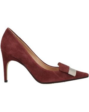 Sergio Rossi Sr1 Burgundy Court Shoes Leather - Red