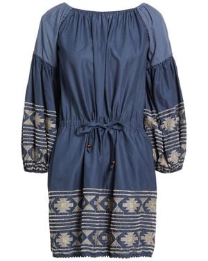 Bazar Deluxe Slate Mini Dress Cotton - Blue