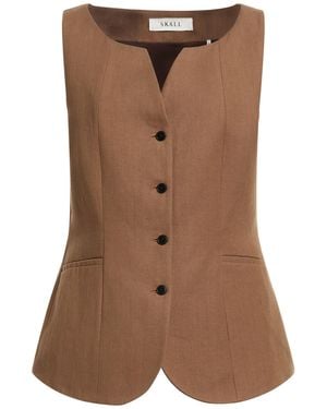 Skall Studio Tailored Vest Linen, Recycled Cotton, Organic Cotton - Brown