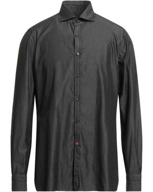Isaia Charcoal Shirt Cotton - Gray