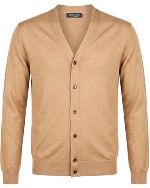 Aragona Camel Cardigan Cashmere, Silk - Natural