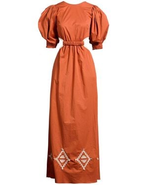 Johanna Ortiz Maxi Dress Cotton, Elastane - Orange