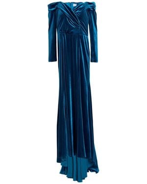 ATELIER LEGORA Emerald Maxi Dress Polyester, Viscose - Blue