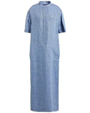 Agnona Maxi Dress Linen - Blue