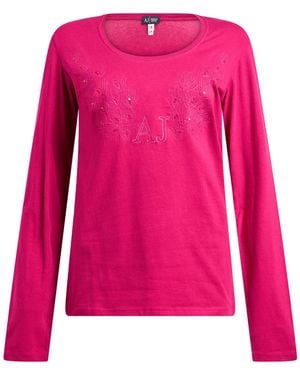 Armani Jeans Fuchsia T-Shirt Cotton, Elastane - Pink