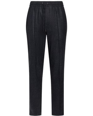 Isaia Charcoal Trousers Virgin Wool - Blue