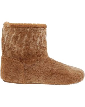Loewe Camel Ankle Boots Shearling - Brown