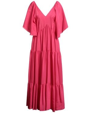 Rebel Queen Fuchsia Midi Dress Viscose - Red