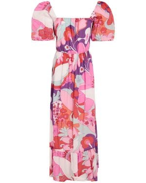 Antik Batik Midi Dress Cotton - Pink