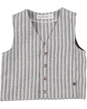 Manuel Ritz Tailored Vest Linen, Cotton - Grey