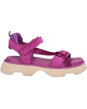 Jeannot Sandals Leather, Textile Fibers - Purple