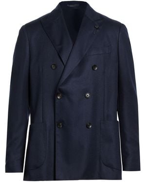 Lardini Midnight Blazer Cashmere, Wool, Silk - Blue