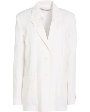 hinnominate Cream Blazer Linen, Viscose - White