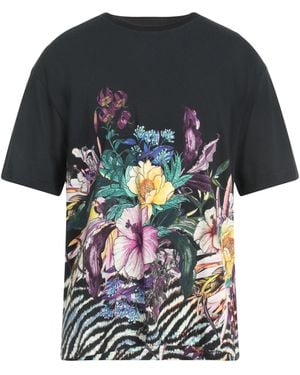 Just Cavalli Floral-Print Cotton T-Shirt - Black