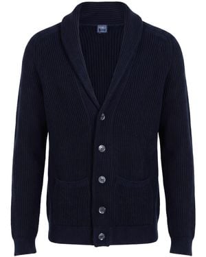 Fedeli Midnight Cardigan Merino Wool - Blue