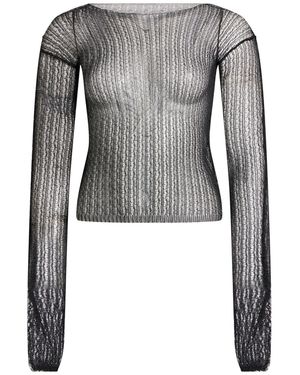 Alessandra Marchi Charcoal T-Shirt Linen, Polyester - Black