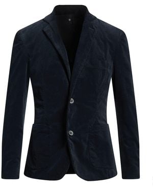 120% Lino Midnight Blazer Cotton, Elastane - Blue