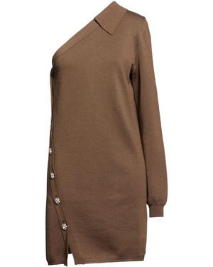 Semicouture Mini Dress Virgin Wool - Brown
