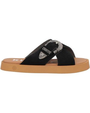 KIANID Sandals Leather, Textile Fibers - Black