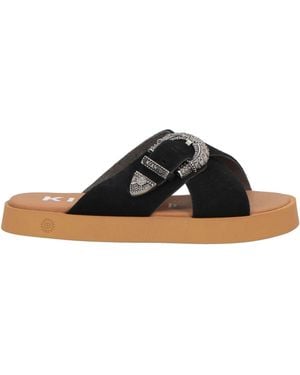 KIANID Sandals Leather, Textile Fibres - Black