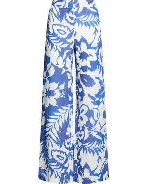 120% Lino Trousers Linen - Blue