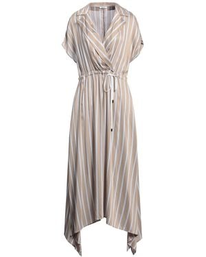 Peserico Khaki Maxi Dress Viscose, Silk, Cotton - Natural