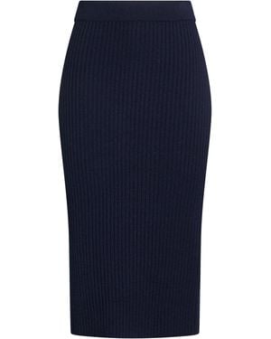 iBlues Midnight Midi Skirt Wool, Viscose, Polyamide, Cashmere - Blue