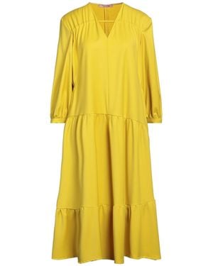 Rose' A Pois Midi Dress Polyester, Viscose, Elastane - Yellow