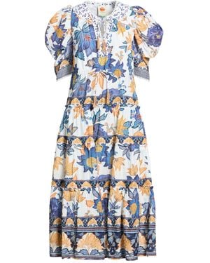 FARM Rio Summer Flowers Off- Maxi Dress Maxi Dress Cotton - Blue