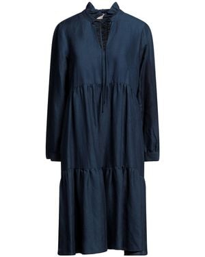 120% Lino Midi Dress - Blue